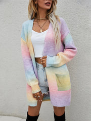 Angel Wings Full Size Pocketed Open Front Gradient Cardigan 