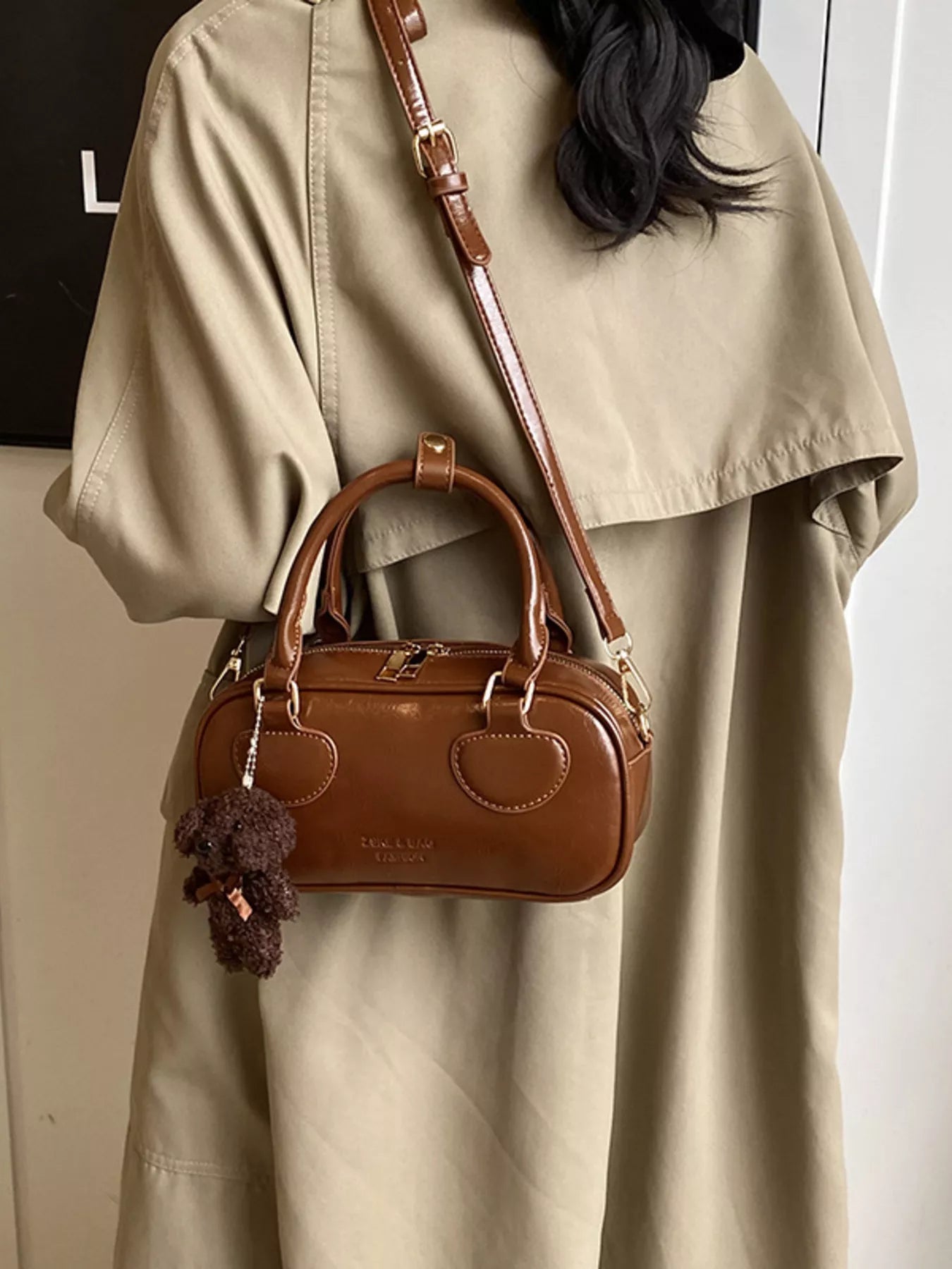Vintage Style Crossbody Bag with Charm 