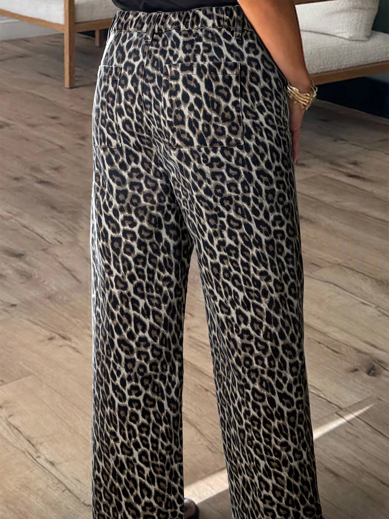 Leopard Straight Loose Leg Jeans 