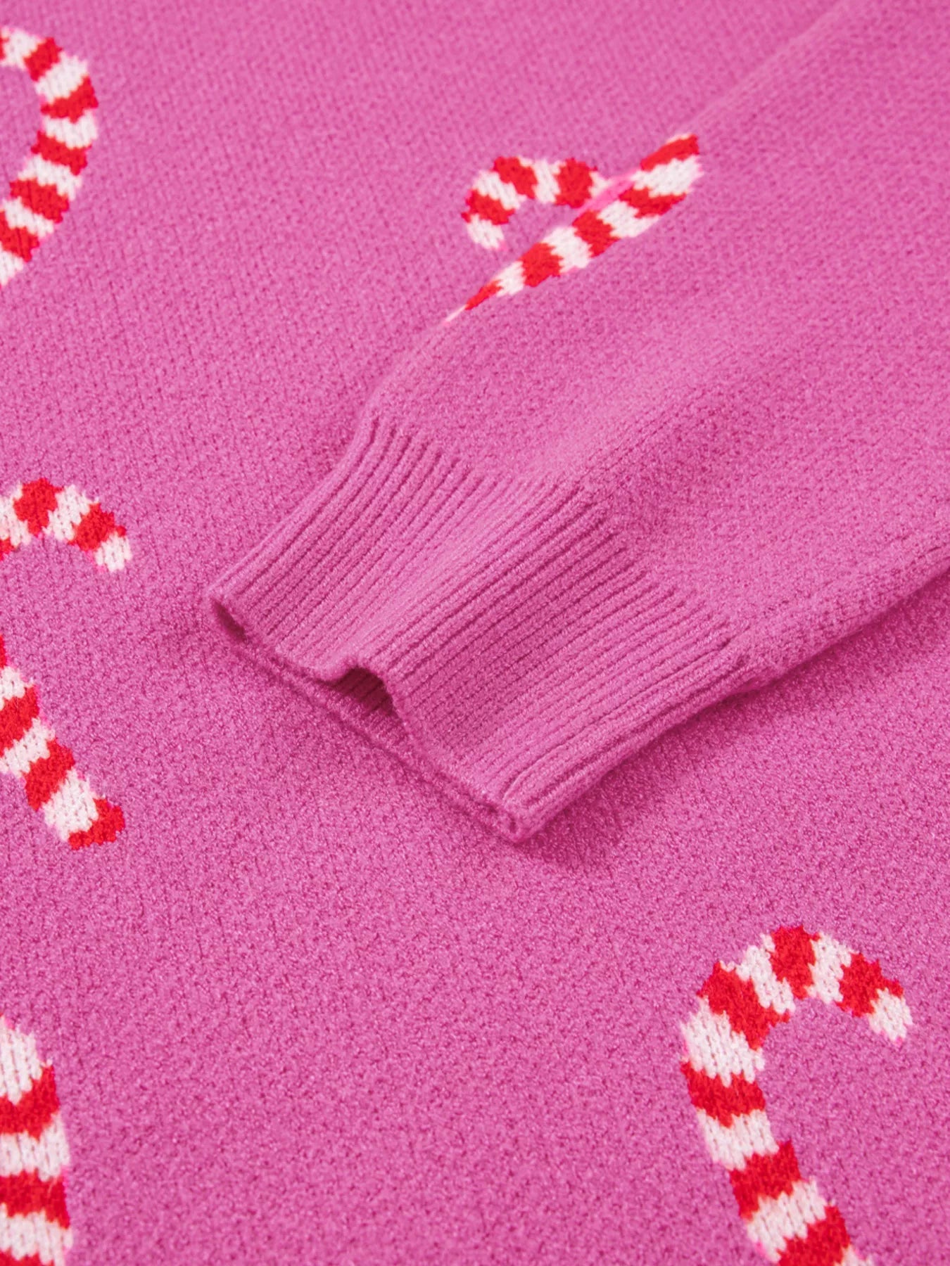 Christmas Candy Cane Holiday Drop Shoulder Sweater 