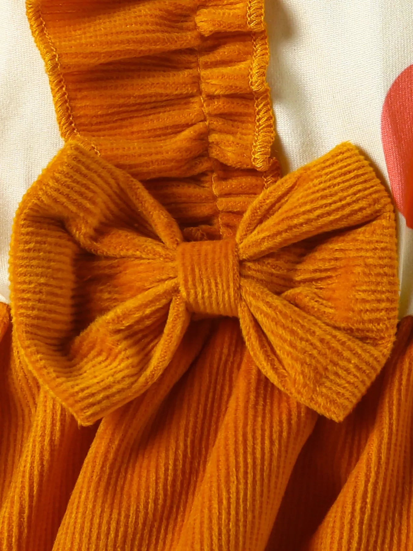 Children's Pumpkin Print Ruffle Dress with Bow Headband 