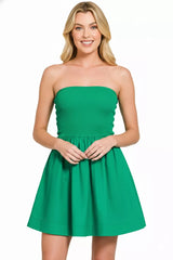 Zenana Combined Knit Tube Top Flare Mini Dress 