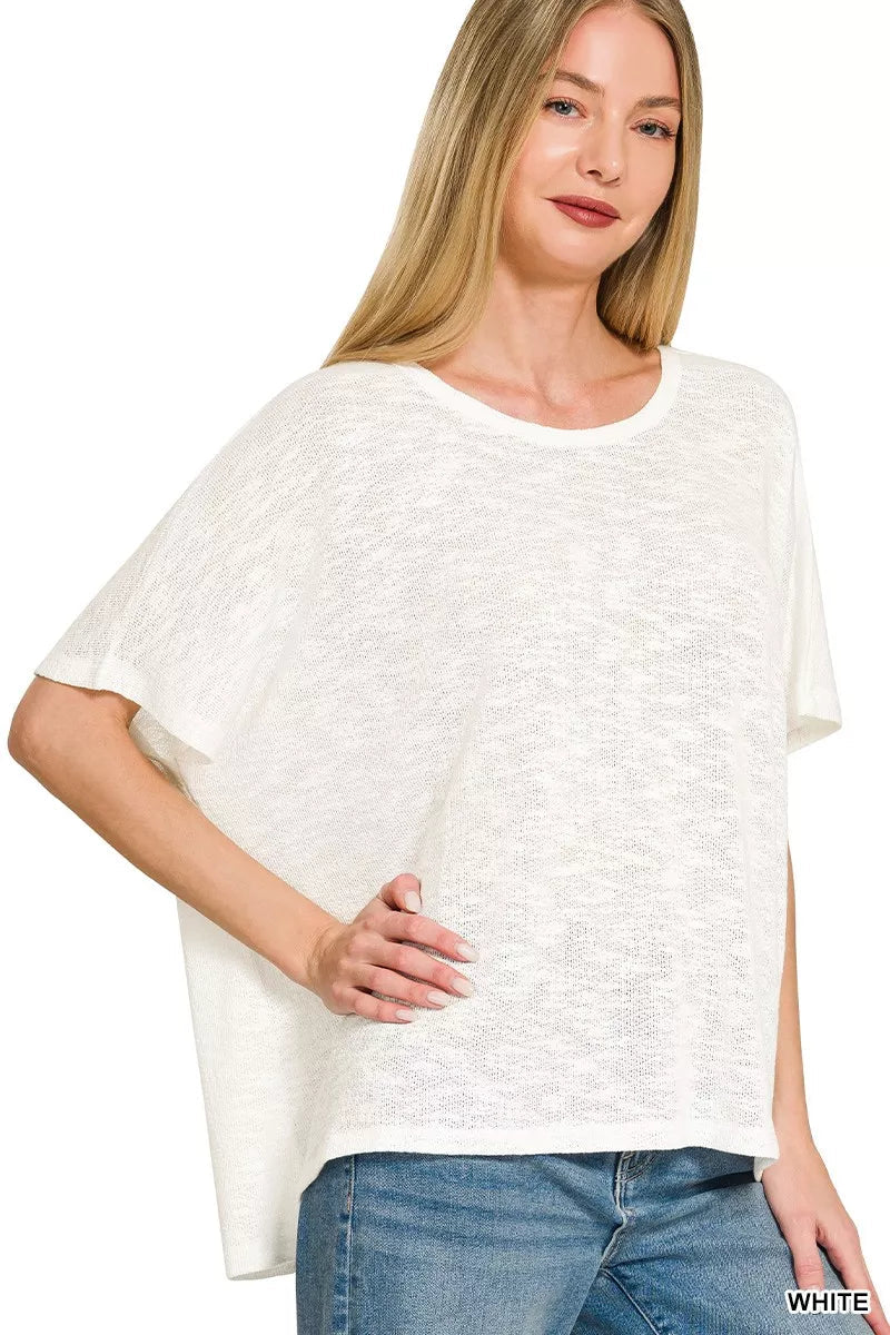 Zenana Oversized Slub Hacci Top 
