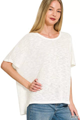 Zenana Oversized Slub Hacci Top 