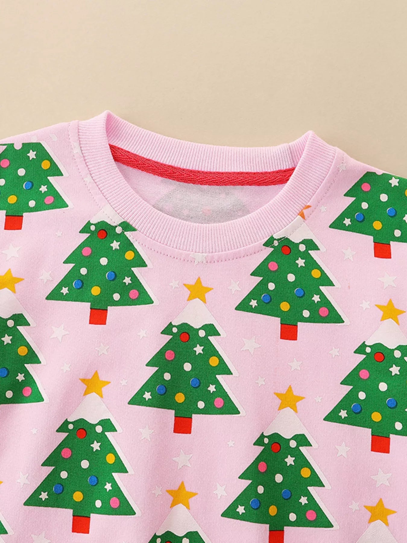 Children's Christmas Tree Print Crewneck Sweatshirt 