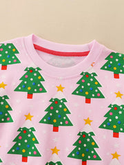 Children's Christmas Tree Print Crewneck Sweatshirt 