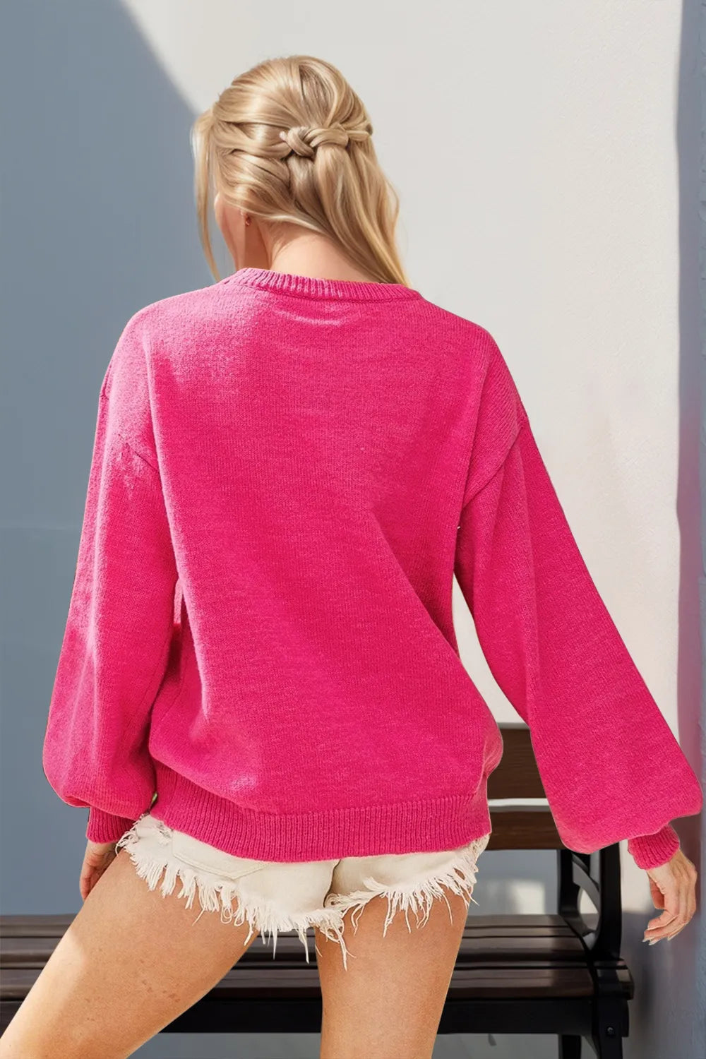 Double Take Full Size Sequin Nutcracker Long Sleeve Sweater 