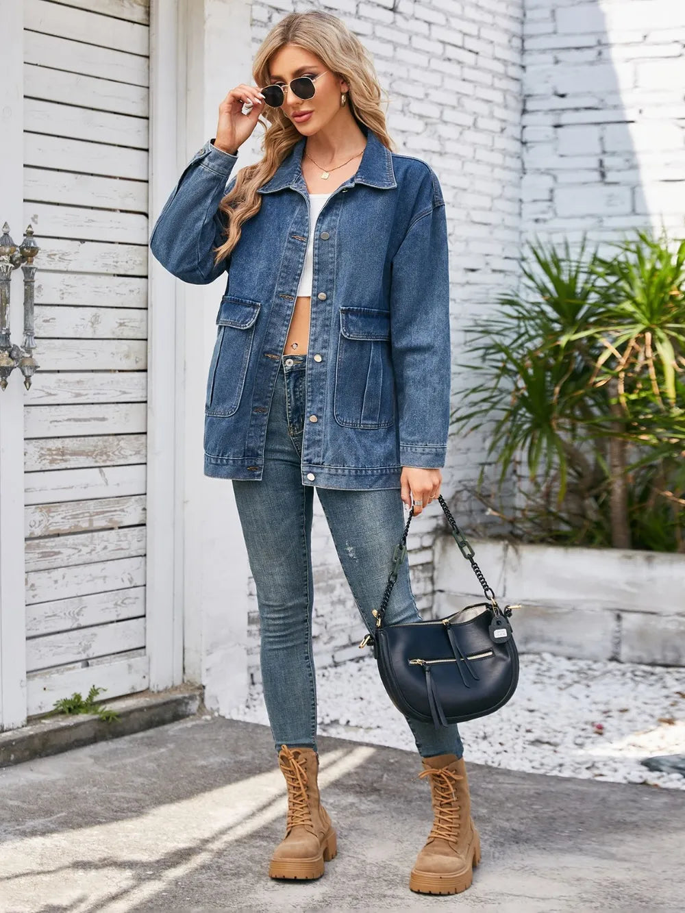 Button Up Long Sleeve Denim Jacket 