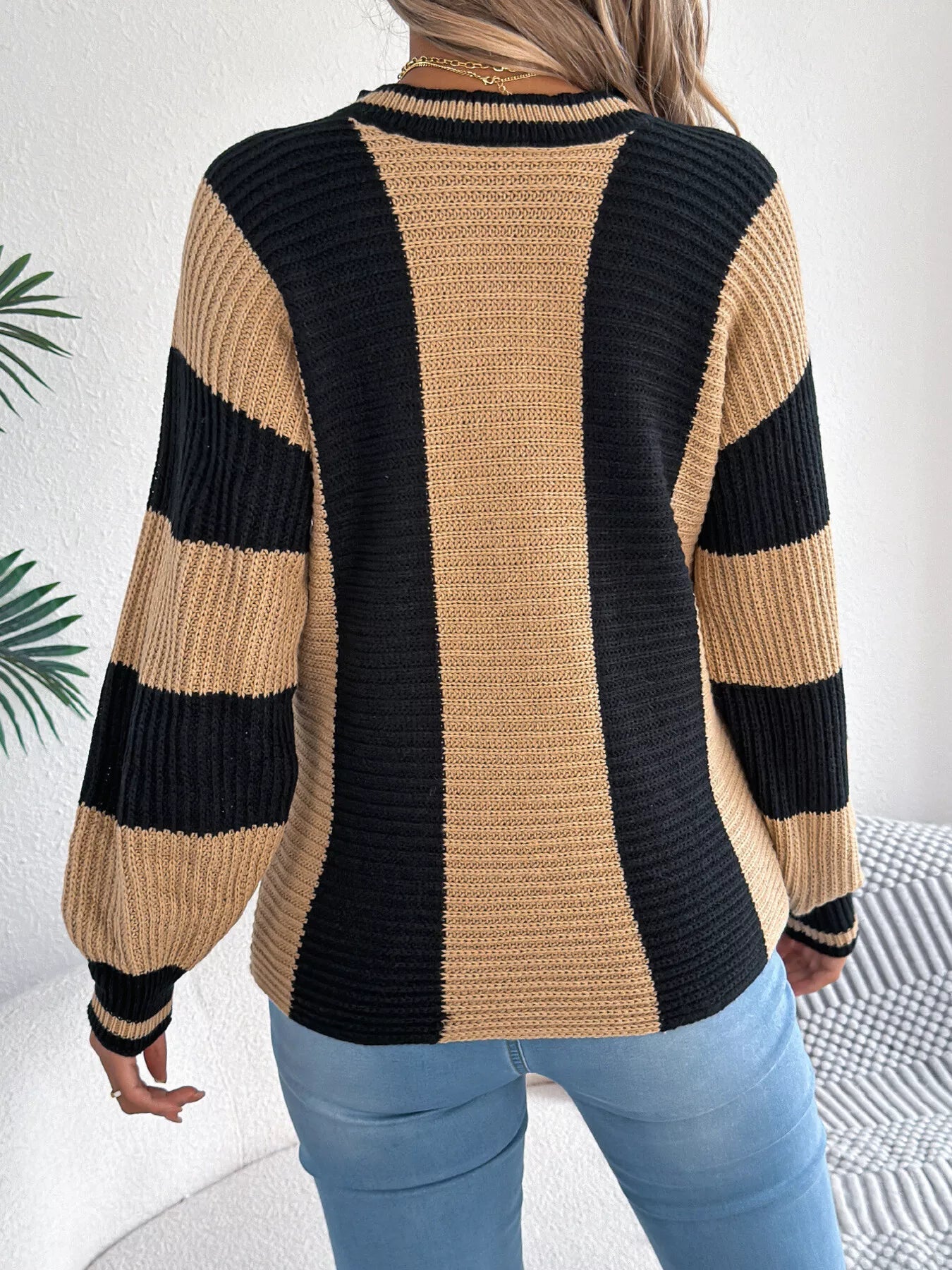 Color Block Round Neck Sweater 