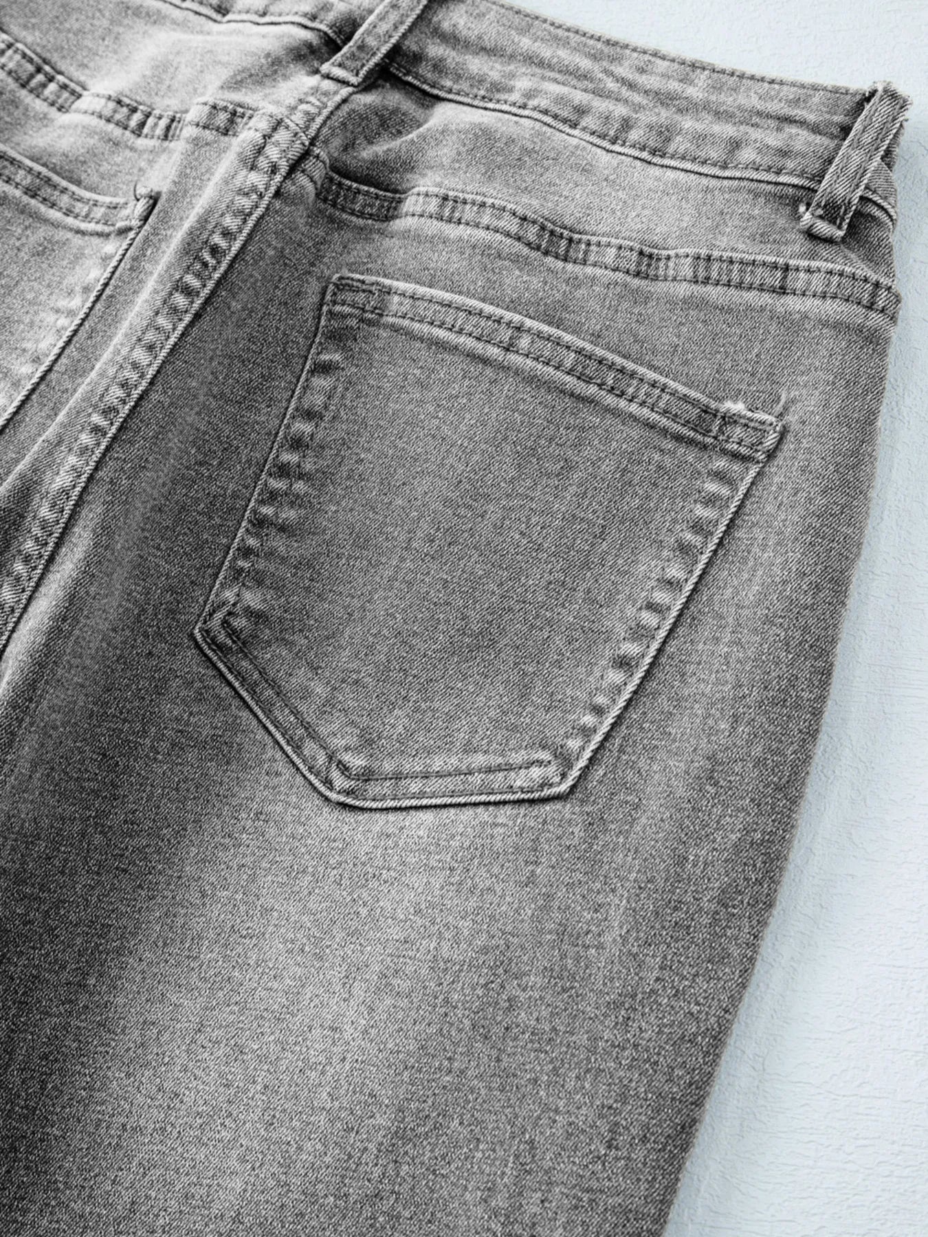 High Waist Wide Leg Washed Jeans 
