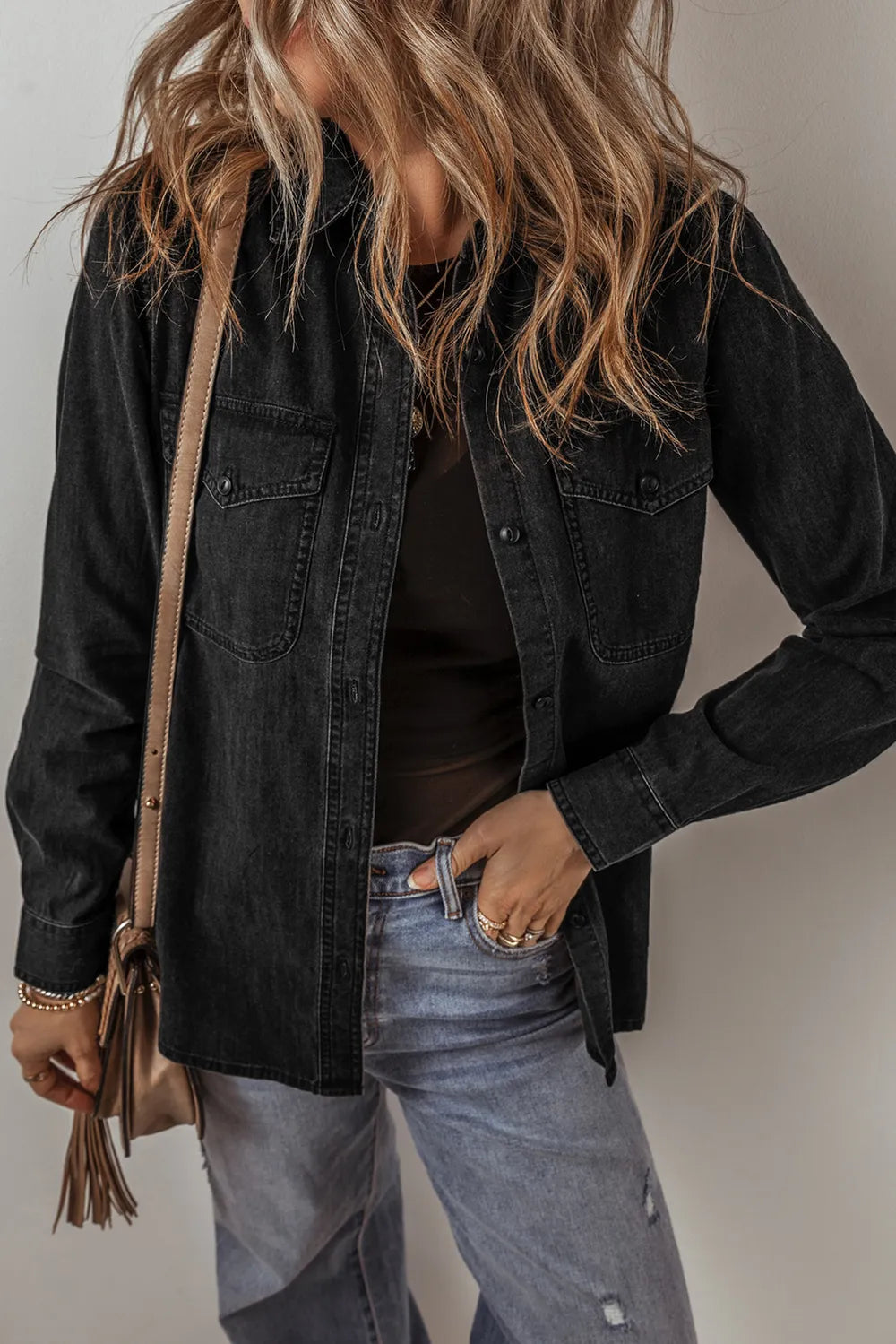 Button Up Long Sleeve Denim Jacket 