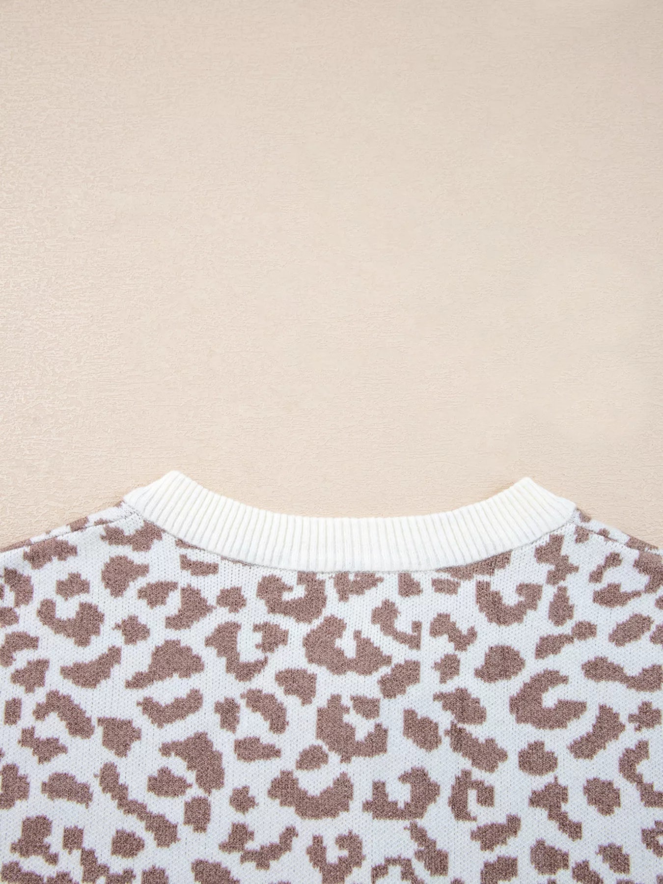Leopard Drop Shoulder Chunky Knitted Cardigan 