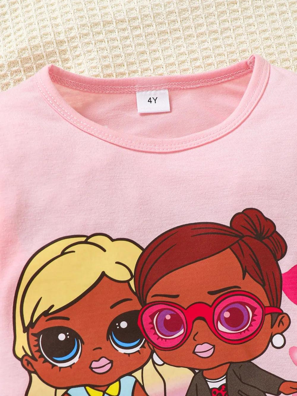 Children's Round Neck Graphic Top and Pants Set 