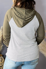 Plus Size Striped Long Sleeve Hoodie 
