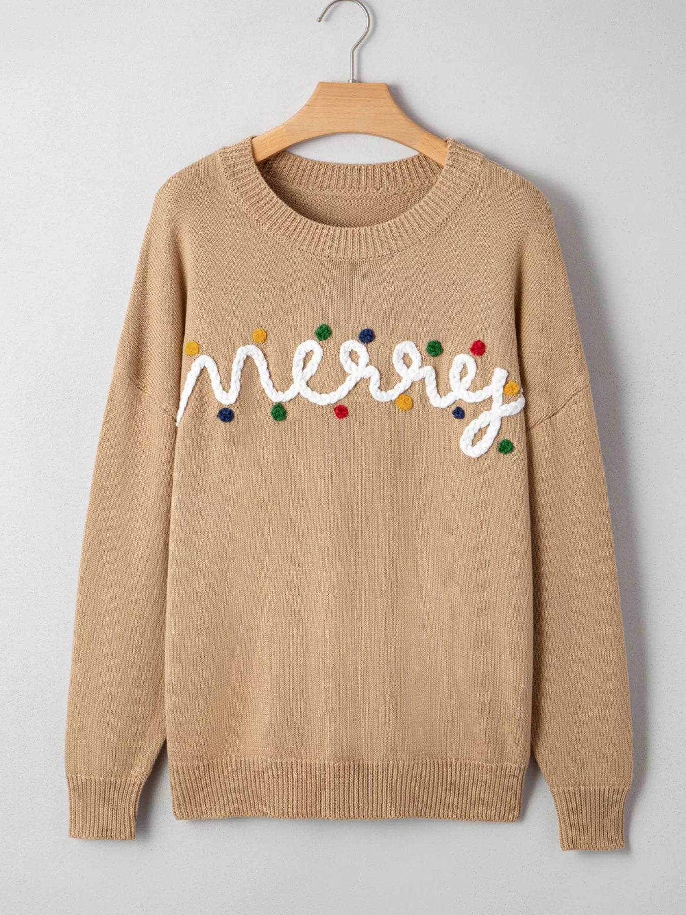 Merry Colorful Dot Detail Christmas Dolman Sweater 