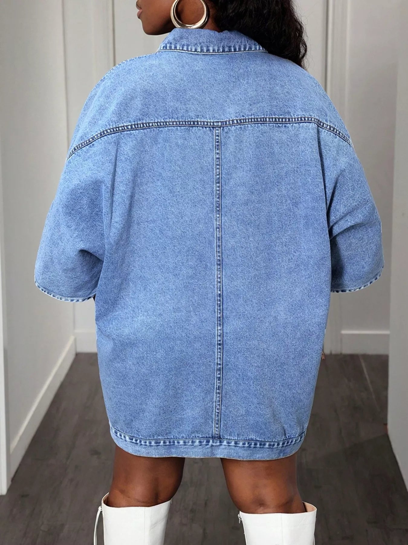 Oversized Batwing Sleeve Denim Top 