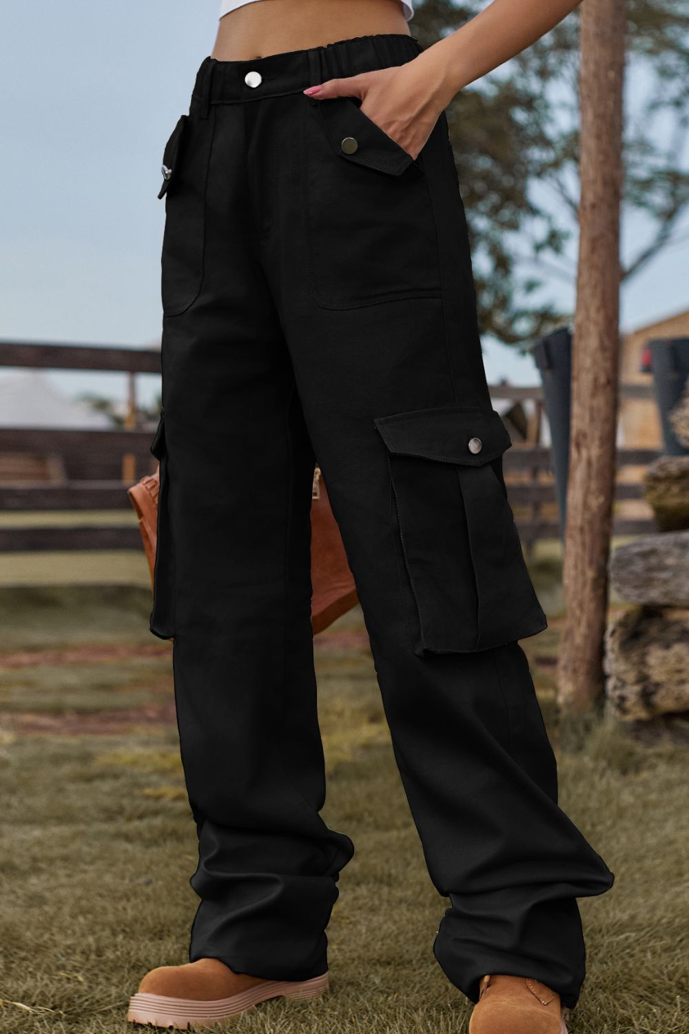 Loose Fit Long Jeans with Pockets 