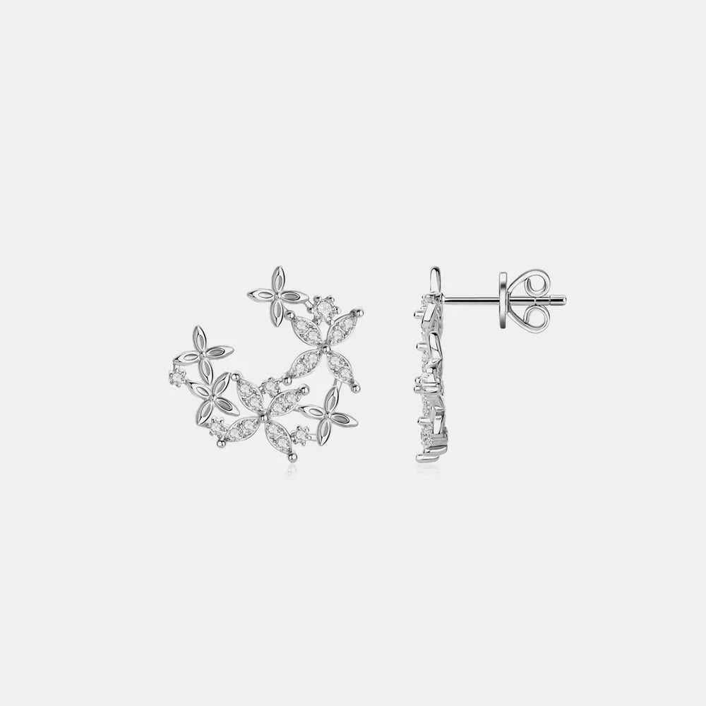 925 Sterling Silver Moissanite Lucky Clover Earrings 