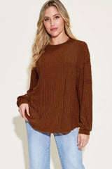 Basic Bae Full Size Ribbed Round Neck Long Sleeve T-Shirt 