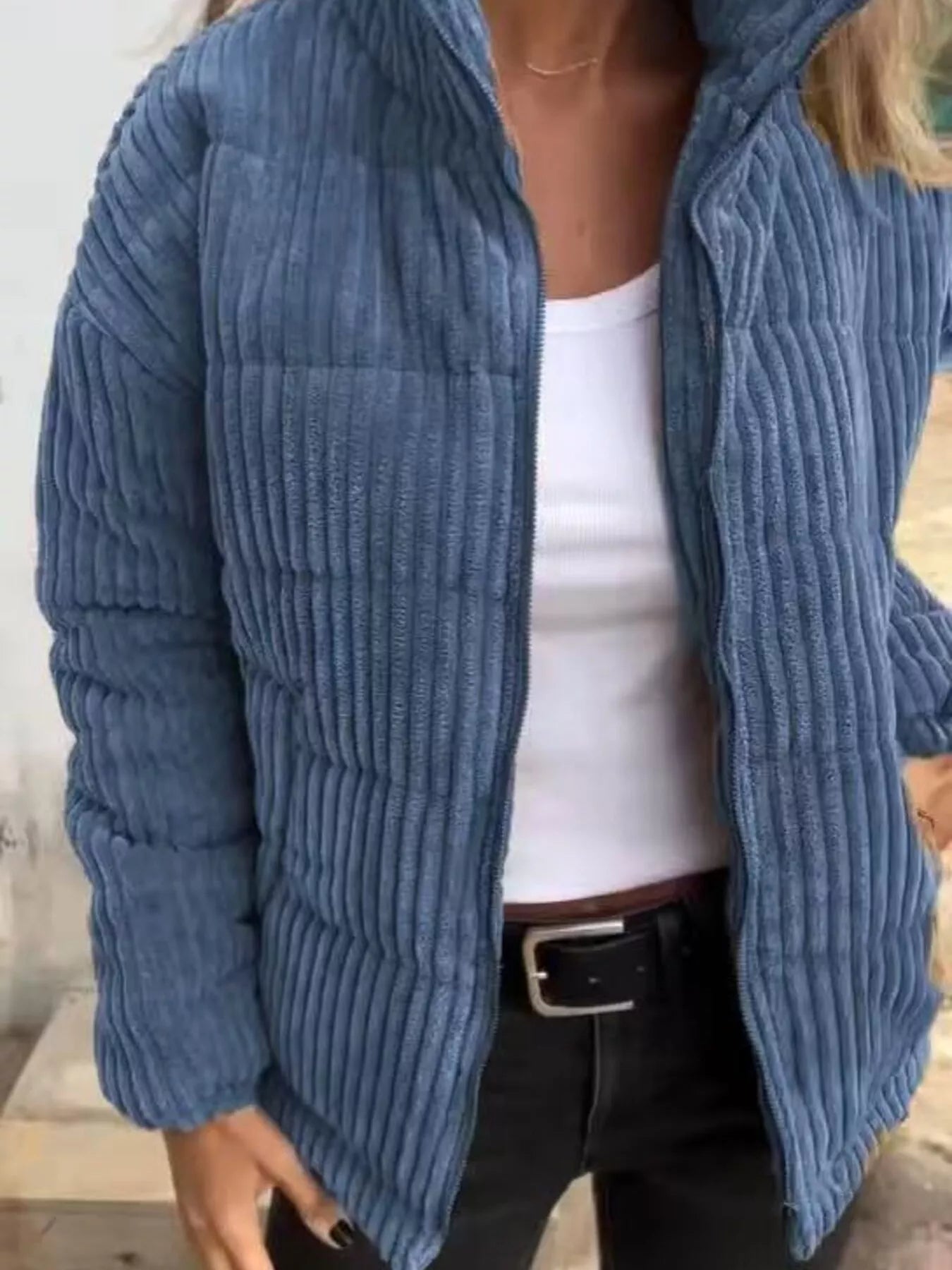 Full Size Zip Up Turtleneck Long Sleeve Winter Coat Plus Size 