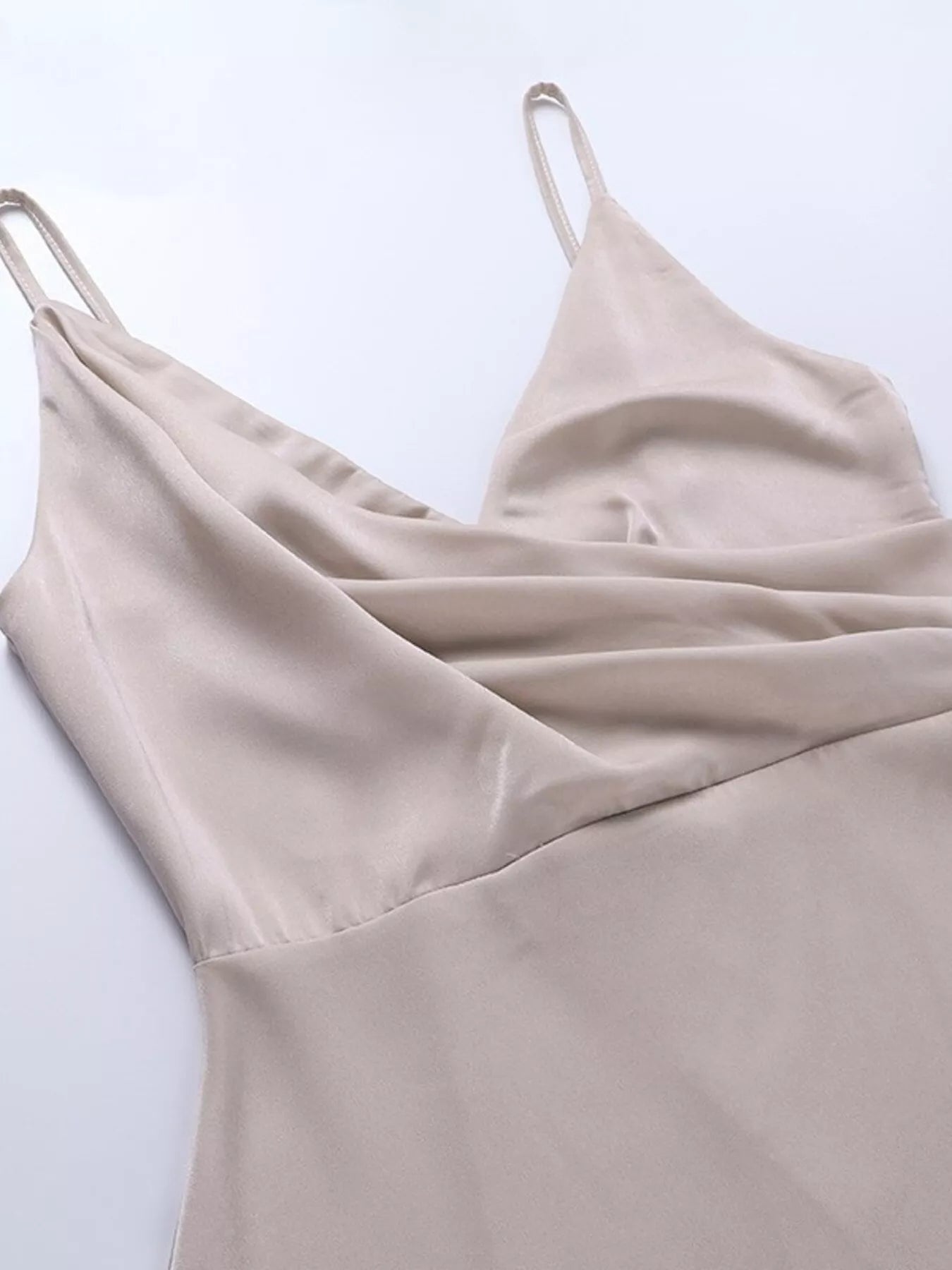 Ruched Slit Spaghetti Strap Dress 