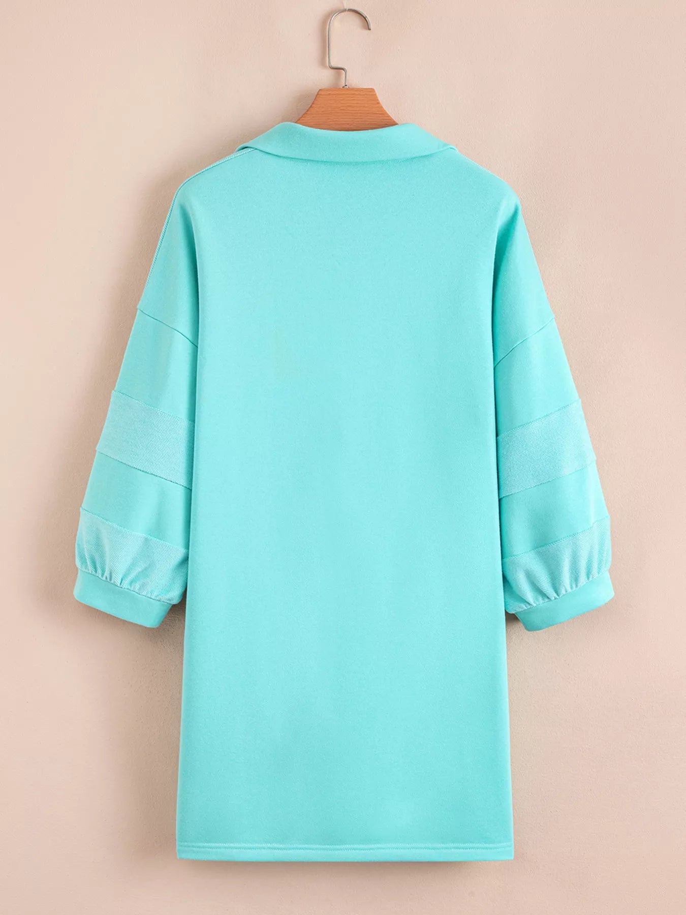 Bow Front Collared Side Pocket Shift Mini Dress 