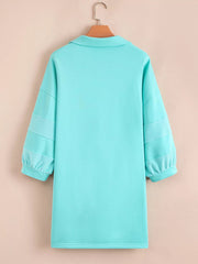 Bow Front Collared Side Pocket Shift Mini Dress 