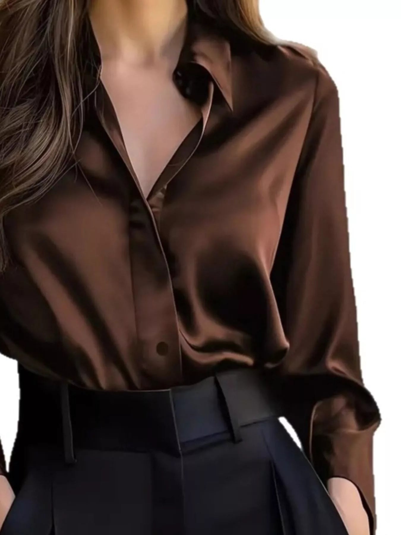 Button Down Collared Neck Long Sleeve Shirt 