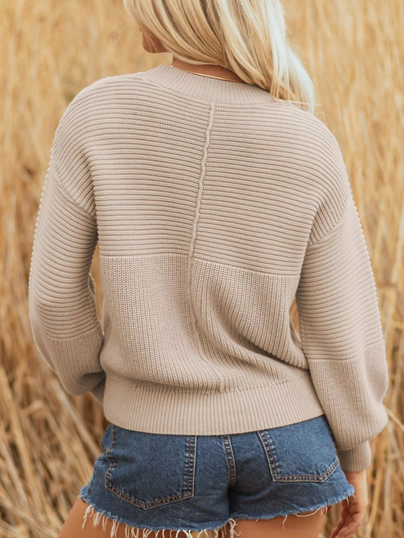 Texture Knitted Dropped Shoulder Sweater 