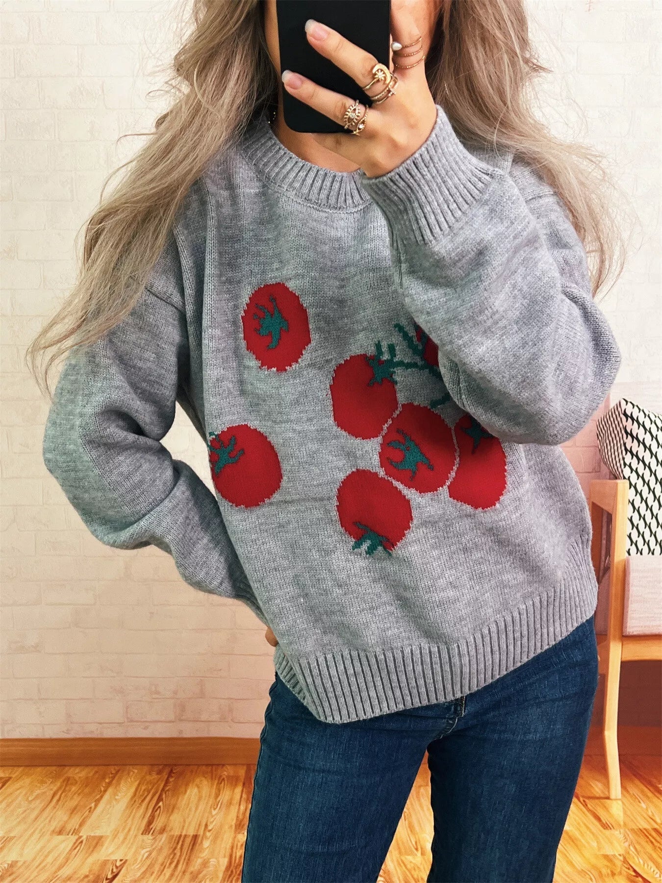 Persimmon Round Neck Long Sleeve Sweater 