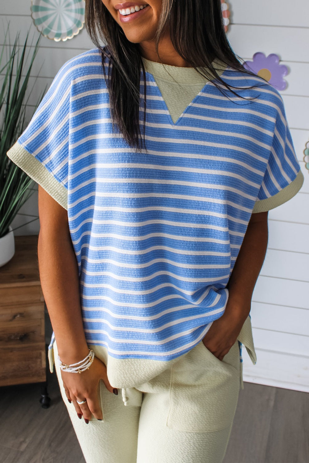 Striped Short Sleeve Casual Top 