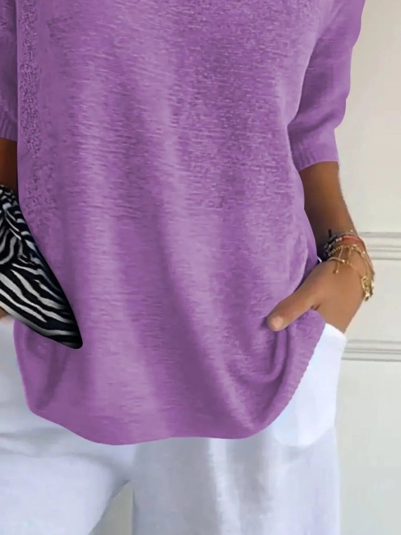 Full Size Relaxed Fit Ribbed Hem Sweater Plus Size 