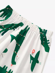 Children's Dinosaur Print Round Neck Pajama Set 