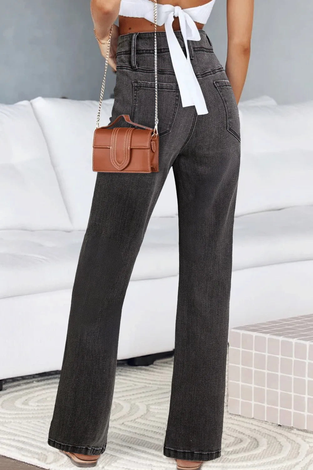 High-Waisted Wide-Leg Vintage Wash Jeans 