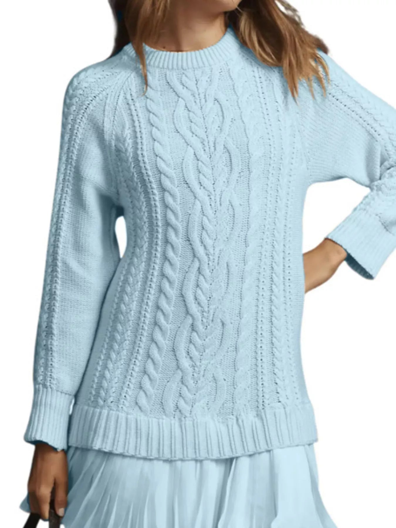 Full Size Cable-Knit Mini Sweater Dress Plus Size 