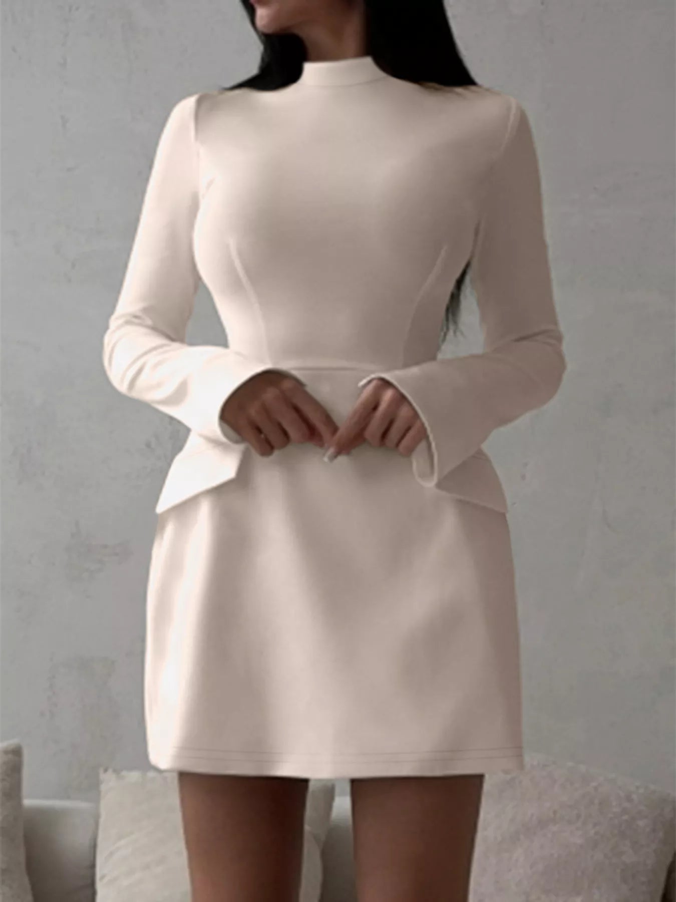 Mock Neck Long Sleeve Bodycon Dress 