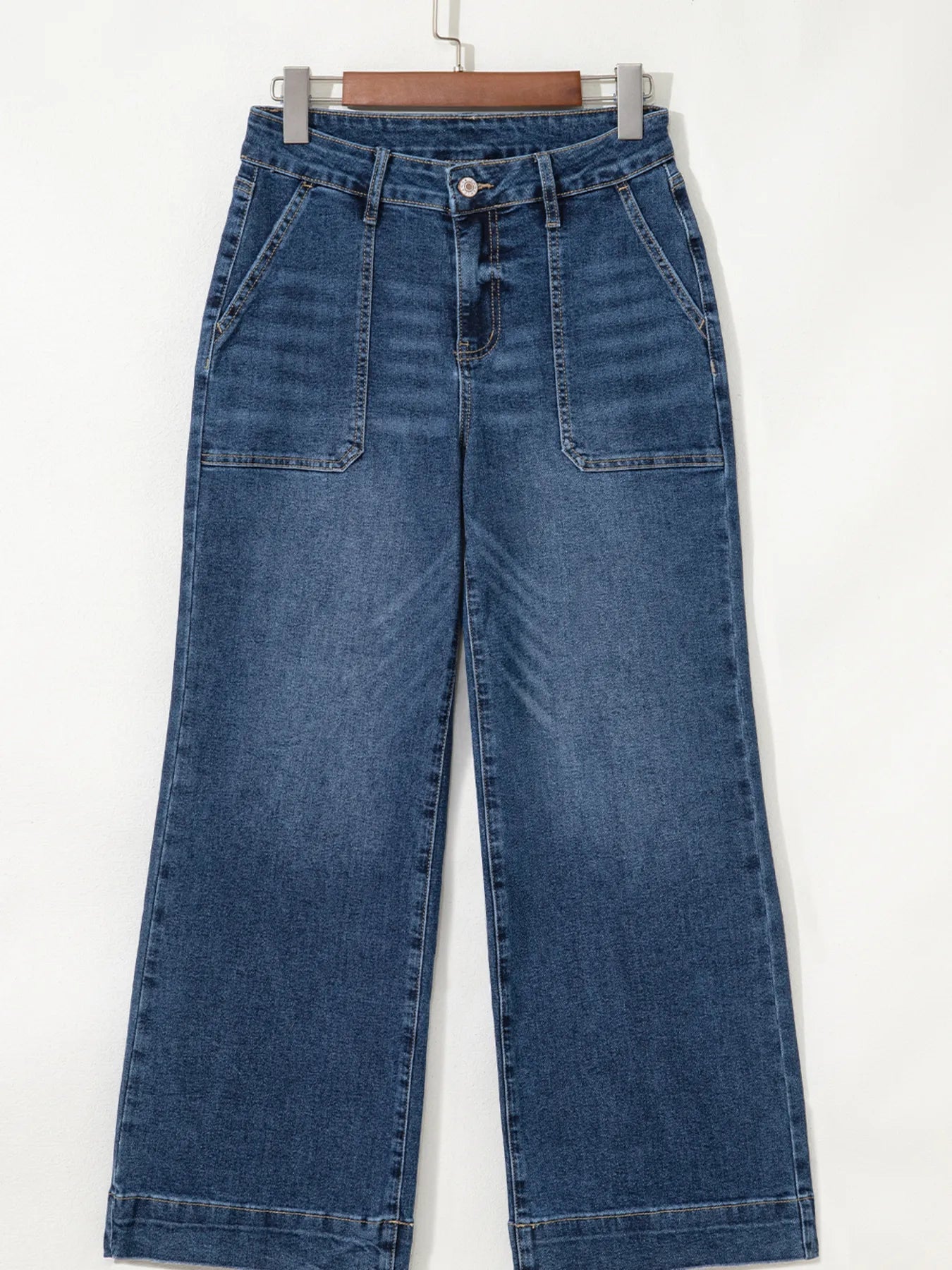 Cropped High Rise Wide Leg Jeans 