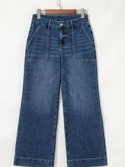 Cropped High Rise Wide Leg Jeans 