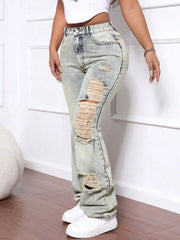 Distressed High Waist Jeans 