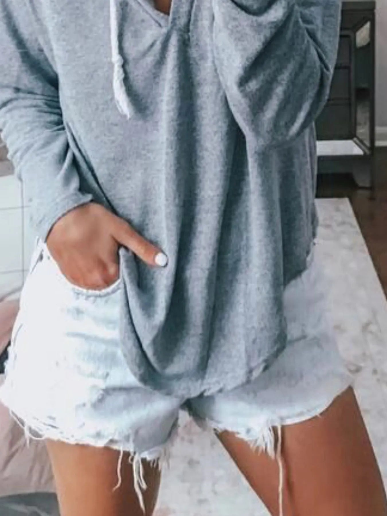 Full Size Drawstring Long Sleeve Hoodie Plus Size 