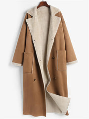Plus Size Drop Shoulder Sherpa Longline Coat 