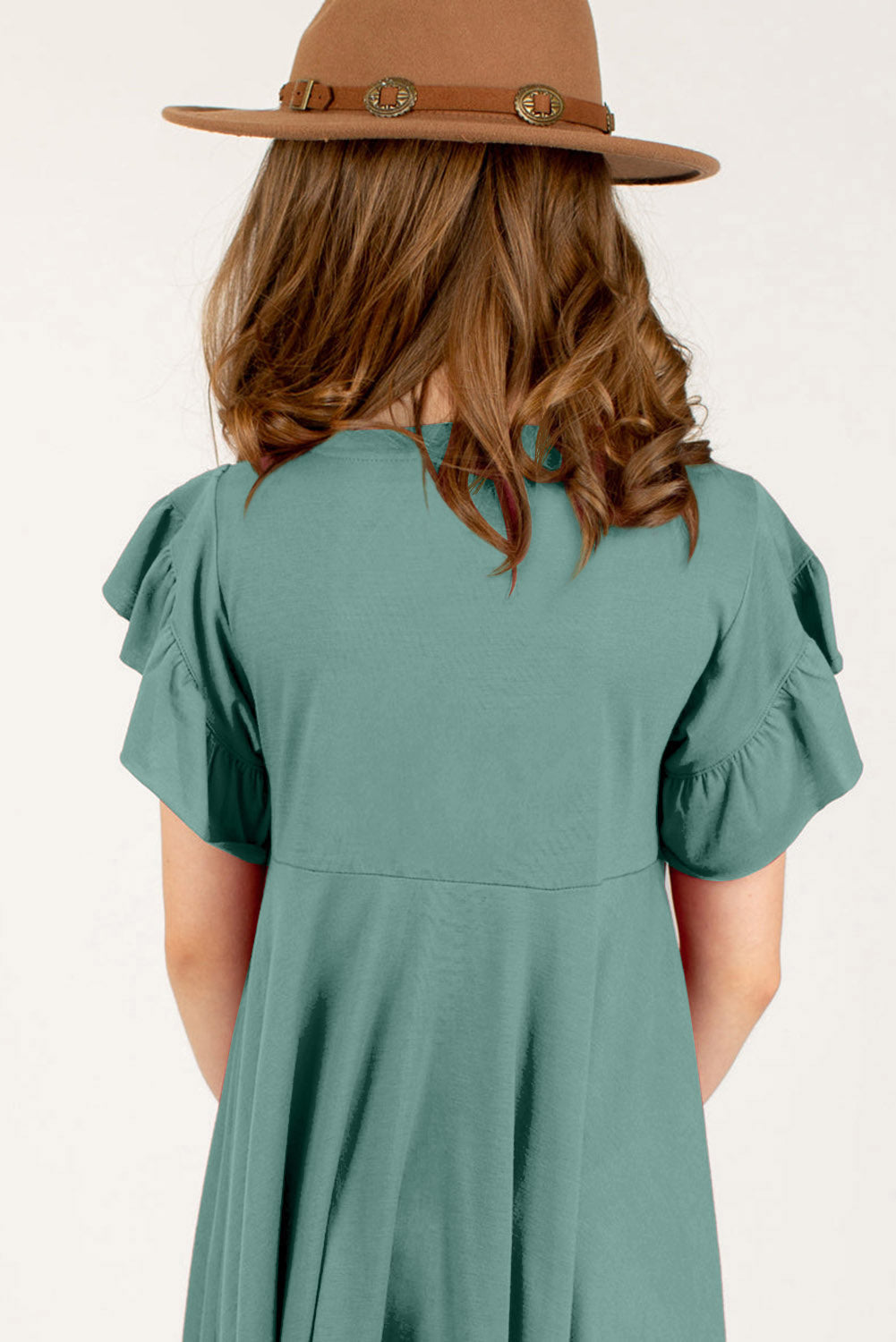 Round Neck Petal Sleeve Dress 