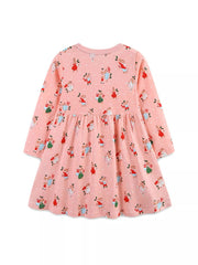 Children's Christmas Print Long Sleeve Dress 
