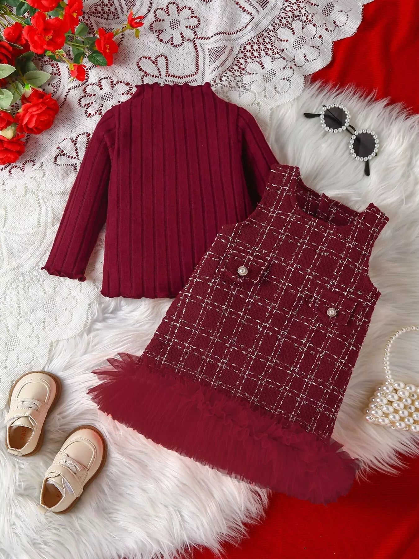 Children's Ribbed Knit Top and Dress Set 