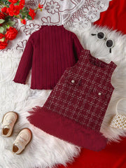 Children's Ribbed Knit Top and Dress Set 