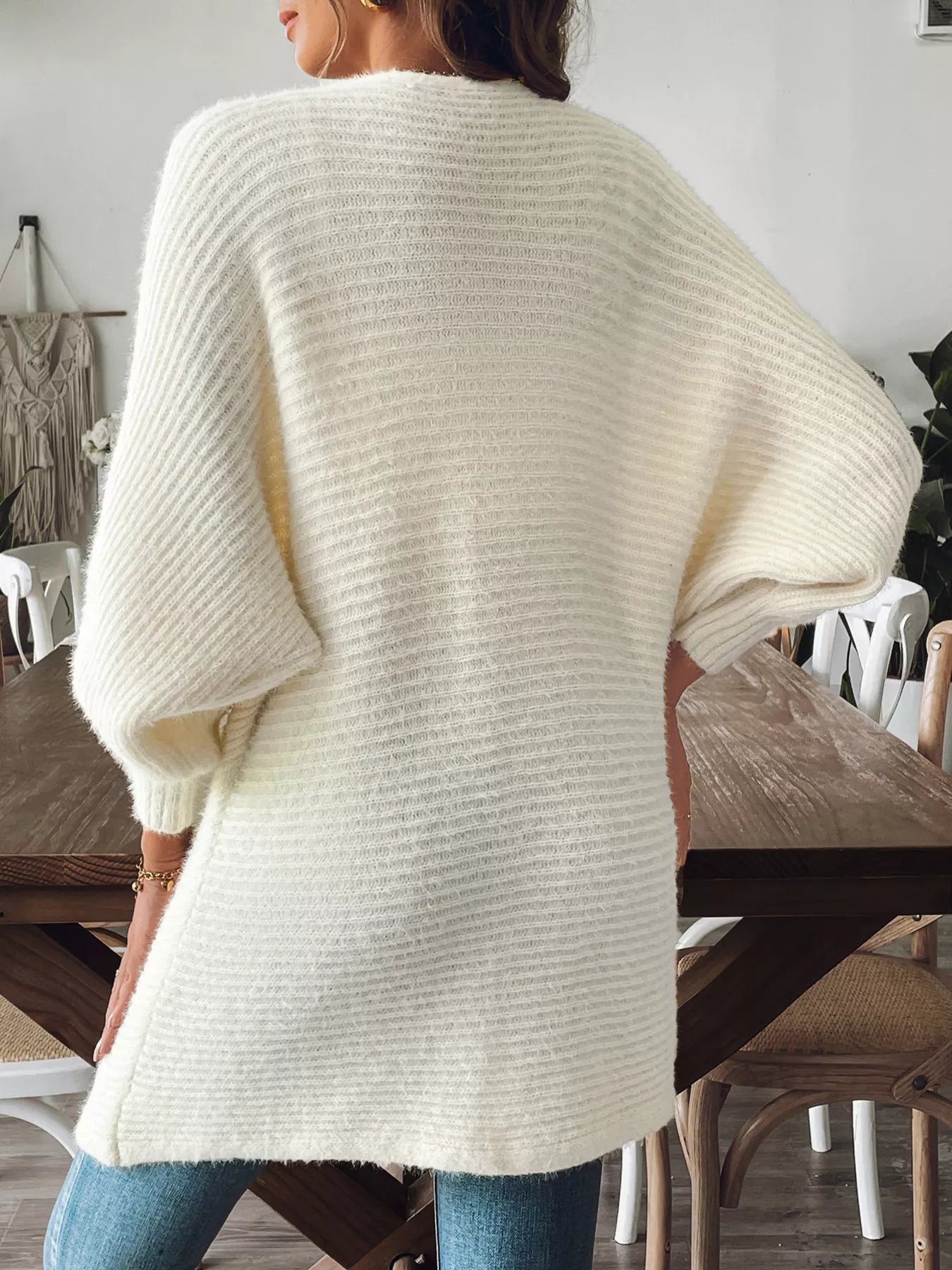 Open Front Drop Shoulder Cardigan 
