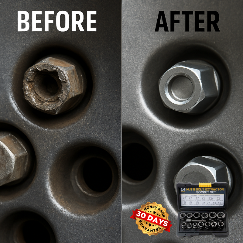 BoltRescue™ 3/8" Locking Wheel Nut & Stud Bolt Extractor Socket Tool Set 