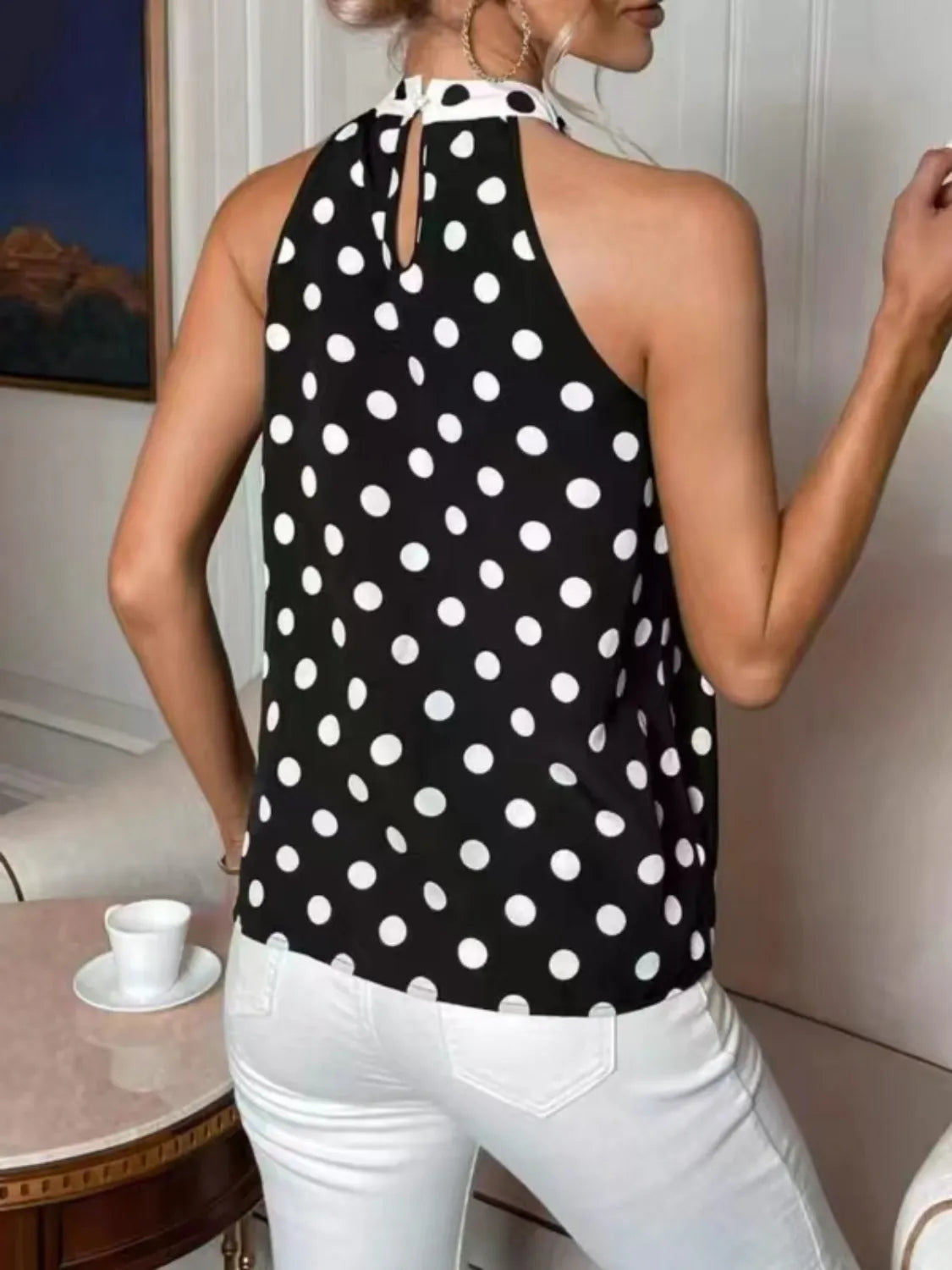 Polka Dot Tie Front Cami 