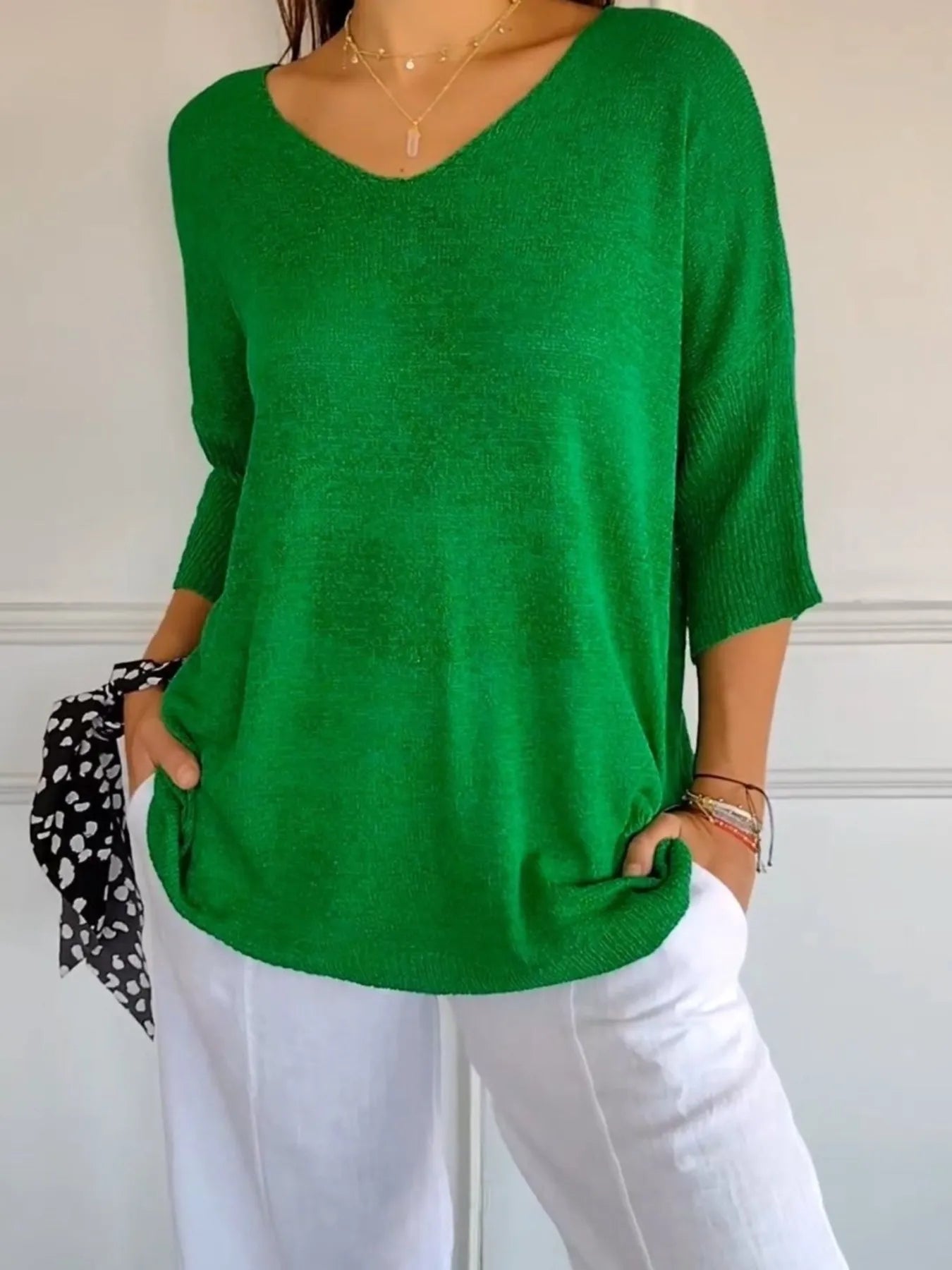 Full Size Relaxed Fit Ribbed Hem Sweater Plus Size 