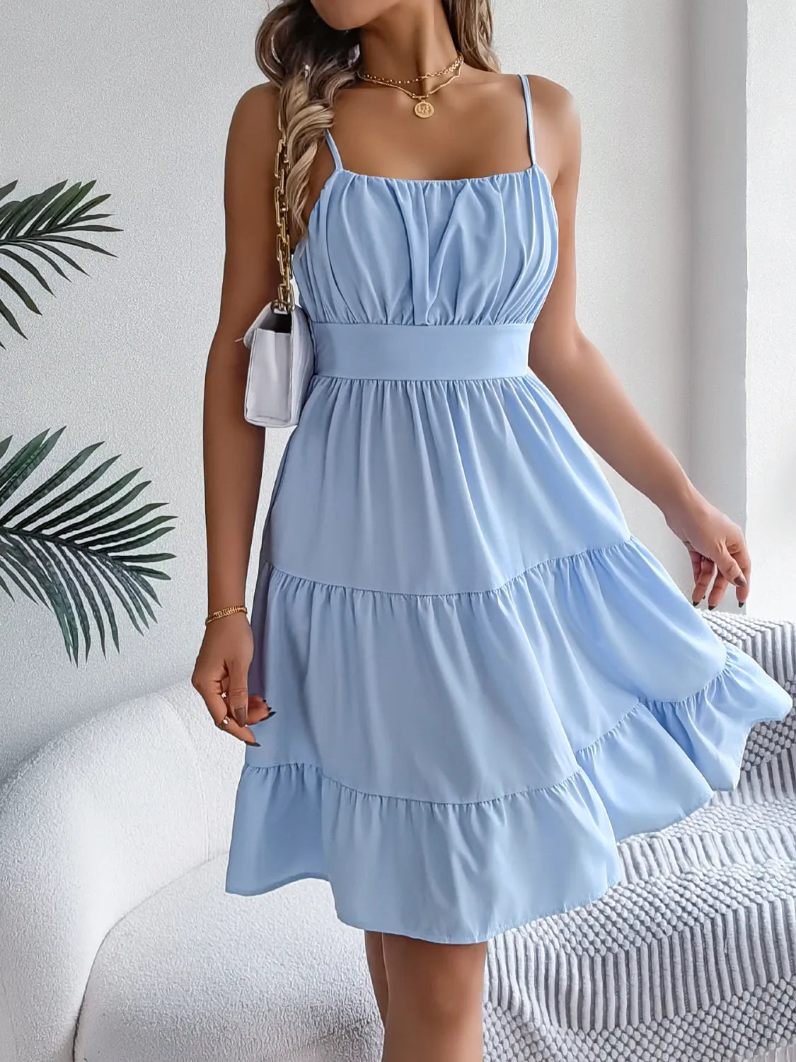 Smocked Back Tiered Cami Dress 